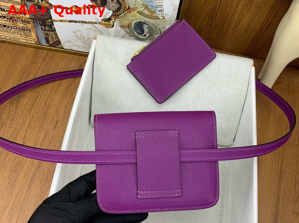 Hermes Constance Slim Wallet in Purple Epsom Calfskin Replica
