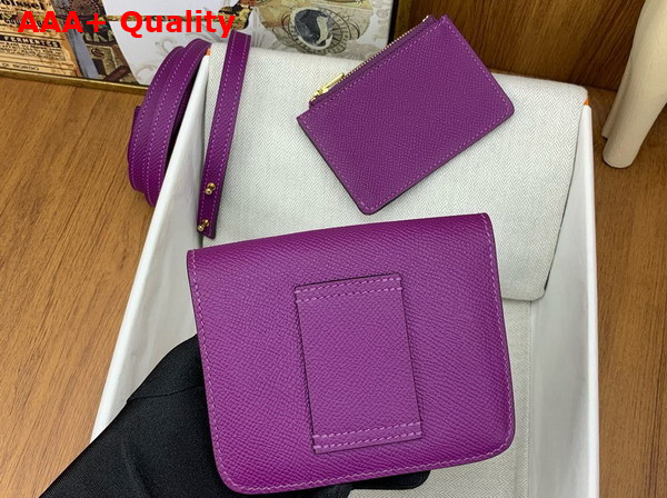 Hermes Constance Slim Wallet in Purple Epsom Calfskin Replica