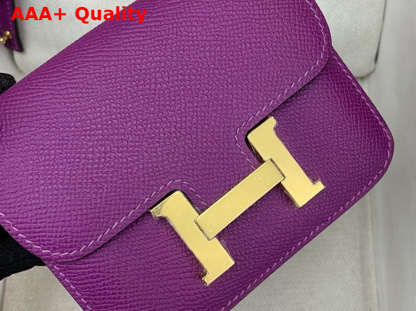 Hermes Constance Slim Wallet in Purple Epsom Calfskin Replica