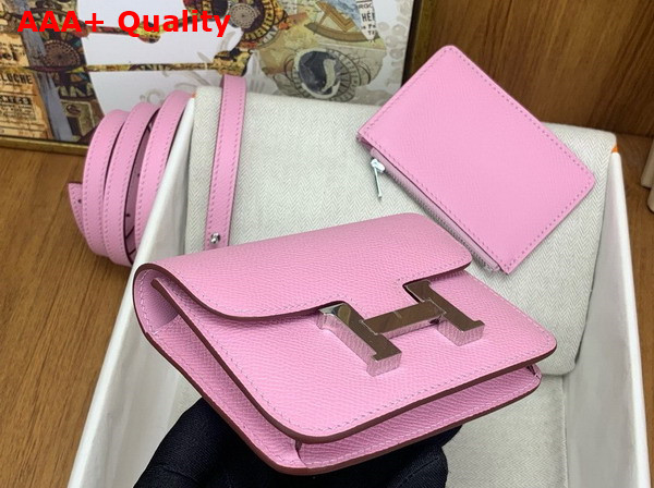 Hermes Constance Slim Wallet in Sakura Pink Epsom Calfskin Replica