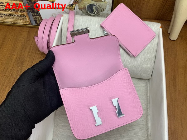 Hermes Constance Slim Wallet in Sakura Pink Epsom Calfskin Replica