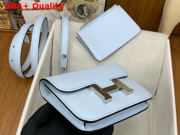 Hermes Constance Slim Wallet in Sky Blue Epsom Calfskin Replica