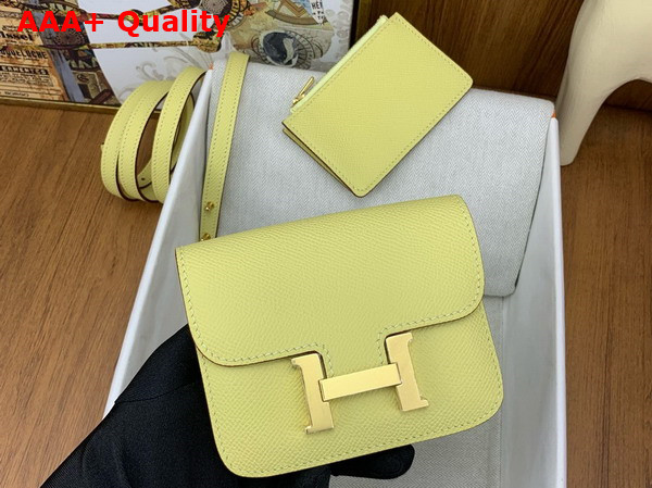 Hermes Constance Slim Wallet in Yellow Epsom Calfskin Replica