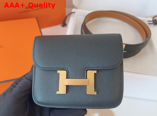 Hermes Constance Slim Wallet with Kelly Belt Black Epsom Calfskin Replica