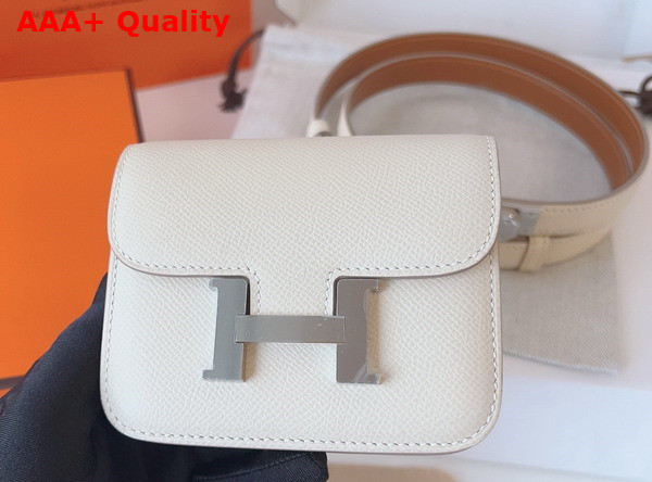 Hermes Constance Slim Wallet with Kelly Belt Blanc Epsom Calfskin Replica