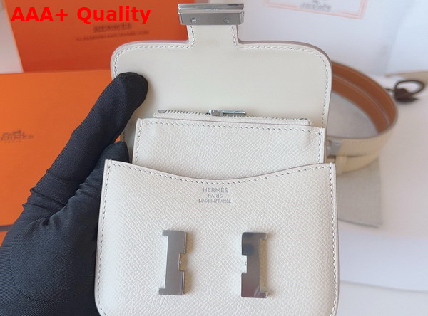 Hermes Constance Slim Wallet with Kelly Belt Blanc Epsom Calfskin Replica