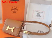 Hermes Constance Slim Wallet with Kelly Belt Gold Brown Epsom Calfskin Replica