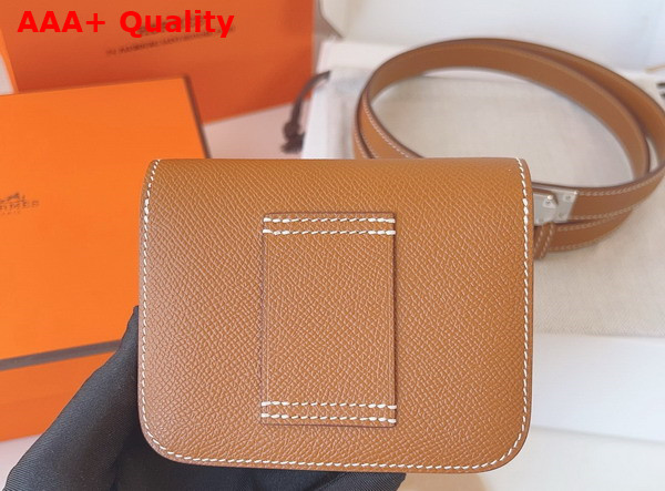 Hermes Constance Slim Wallet with Kelly Belt Gold Brown Epsom Calfskin Replica