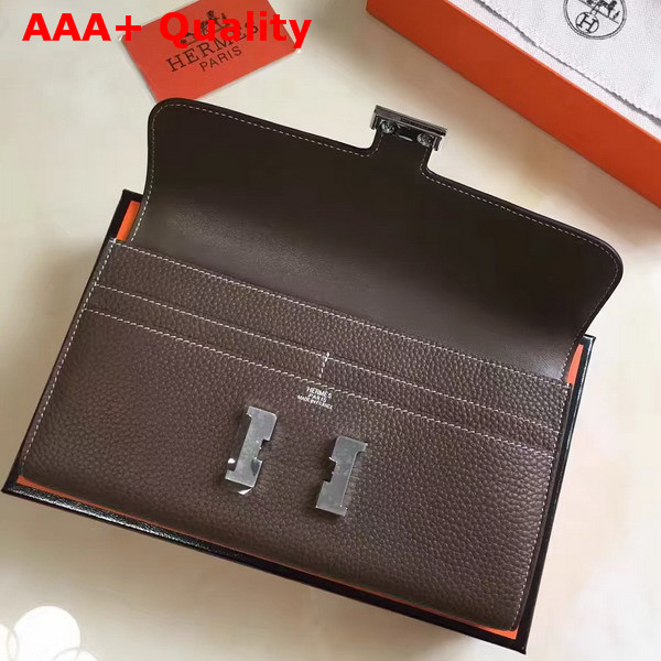 Hermes Constance Wallet Coffee Togo Leather Replica