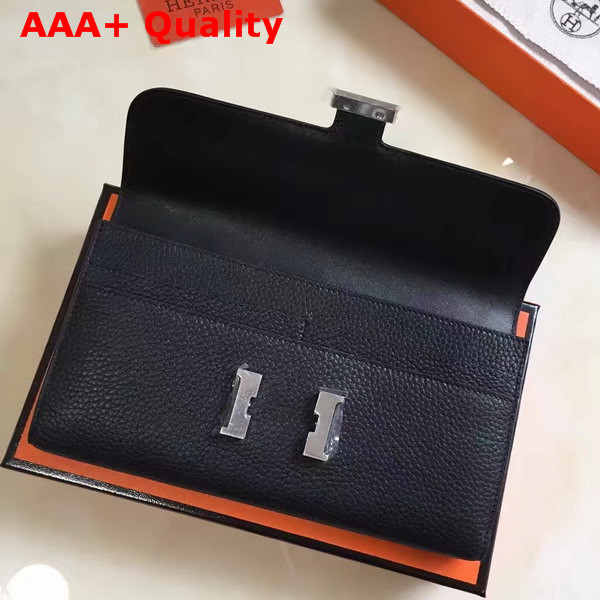 Hermes Constance Wallet in Black Togo Leather Replica