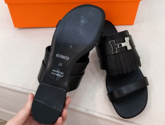 Hermes Coralia Sandal Noir Calfskin Replica