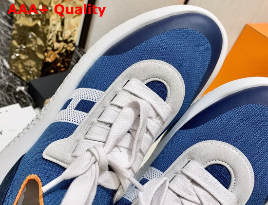 Hermes Crew Sneaker in Knit and Suede Goatskin with Signature Rubber Sole Blue and White Replica