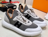Hermes Crew Sneaker in Knit and Suede Goatskin with Signature Rubber Sole Gray and Black Replica