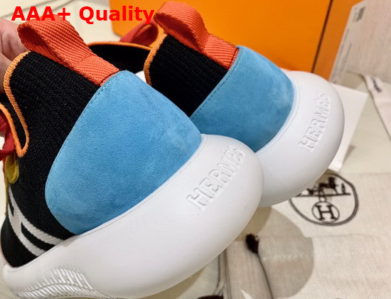 Hermes Crew Sneaker in Knit and Suede Goatskin with Signature Rubber Sole Multicolor Replica
