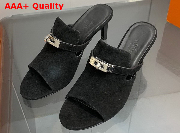 Hermes Cute Sandal in Black Suede Goatskin Replica