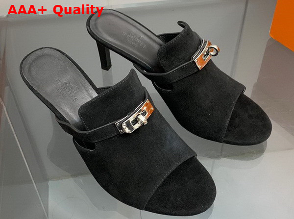 Hermes Cute Sandal in Black Suede Goatskin Replica