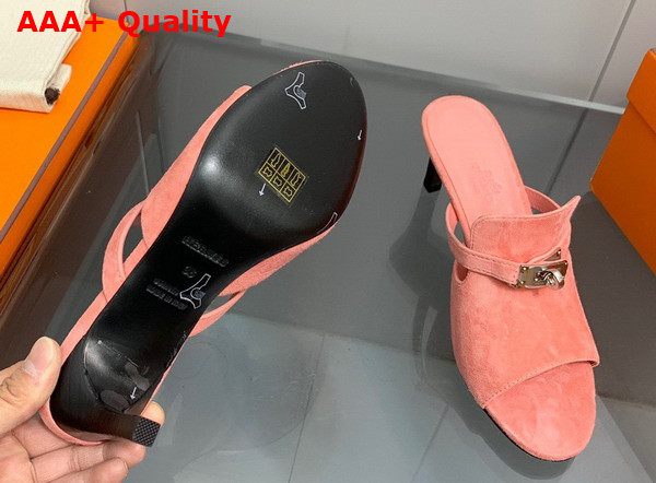 Hermes Cute Sandal in Pink Suede Goatskin Replica