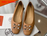 Hermes Danseuse Ballet Flat Beige Dore Calfskin Replica