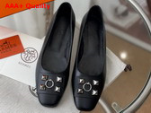 Hermes Danseuse Ballet Flat Noir Dore Calfskin Replica