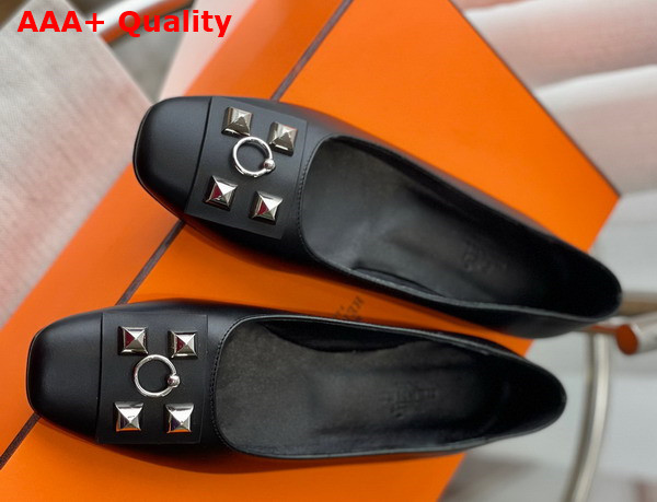 Hermes Danseuse Ballet Flat Noir Dore Calfskin Replica