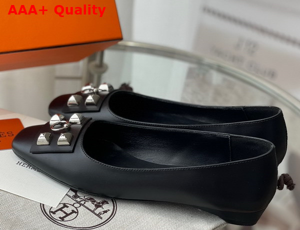 Hermes Danseuse Ballet Flat Noir Dore Calfskin Replica