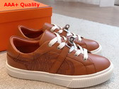 Hermes Day Sneaker Naturel Perforated Calfskin with Functional Palladium Plated Kelly Buckle Replica
