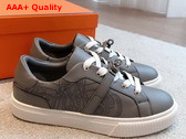 Hermes Day Sneaker Taupe Perforated Calfskin with Functional Palladium Plated Kelly Buckle Replica