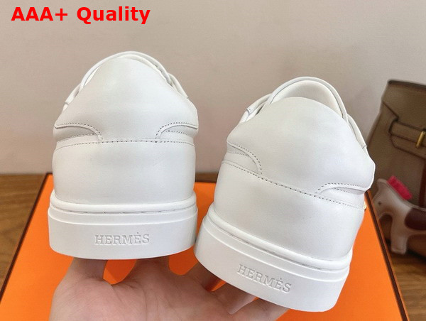 Hermes Day Sneaker in Blanc Calfskin with Kelly Buckle and Iconic Medor Studs Replica