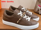 Hermes Day Sneaker in Coffee Calfskin with Kelly Buckle and Iconic Medor Studs Replica