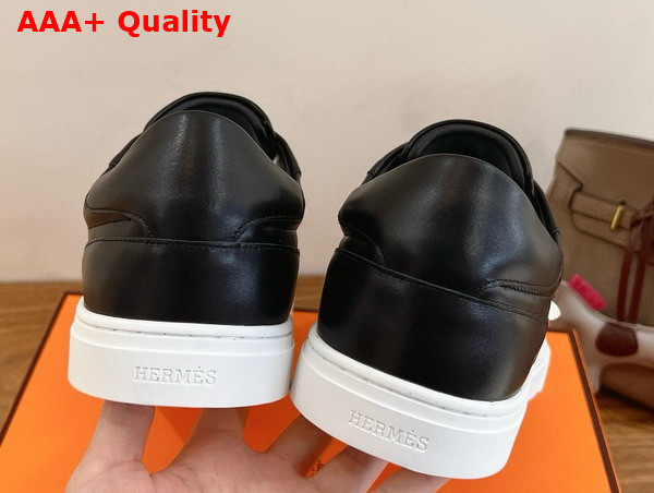Hermes Day Sneaker in Noir Calfskin with Kelly Buckle and Iconic Medor Studs Replica