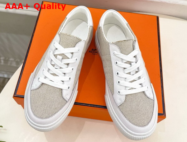 Hermes Deep Sneaker Canvas and Calfskin Replica
