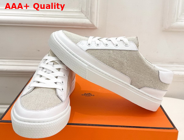 Hermes Deep Sneaker Canvas and Calfskin Replica