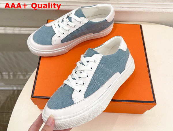 Hermes Deep Sneaker Canvas and Calfskin Replica