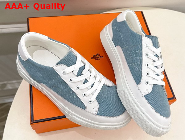 Hermes Deep Sneaker Canvas and Calfskin Replica