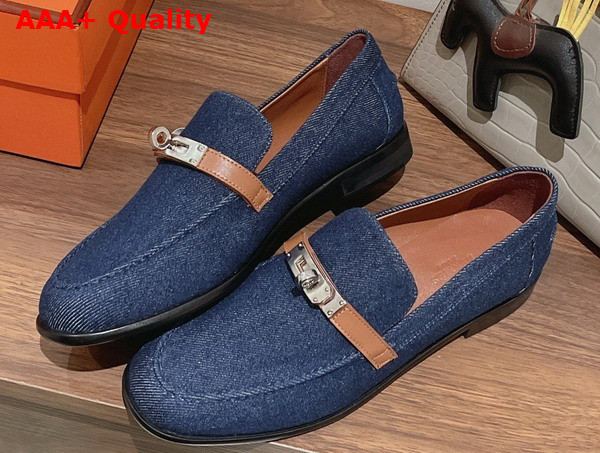 Hermes Destin Loafer in Blue Denim Replica