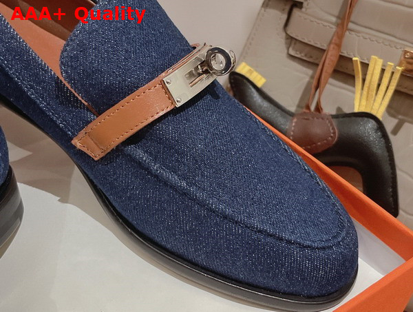 Hermes Destin Loafer in Blue Denim Replica