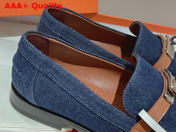Hermes Destin Loafer in Blue Denim Replica