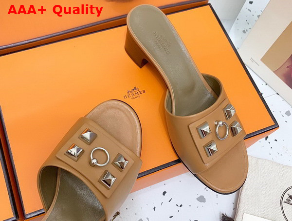 Hermes Dreamy Sandal Beige Dore Calfskin Replica