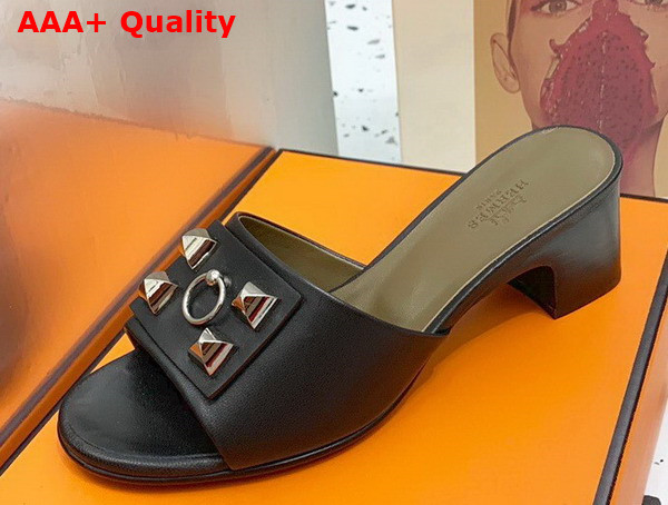 Hermes Dreamy Sandal Noir Dore Calfskin Replica