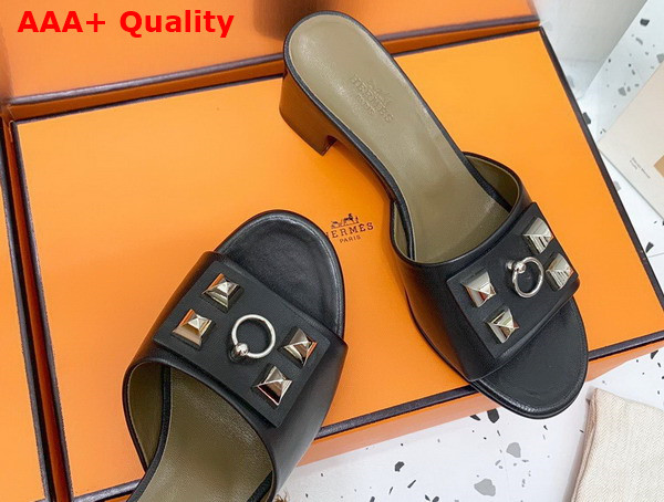 Hermes Dreamy Sandal Noir Dore Calfskin Replica