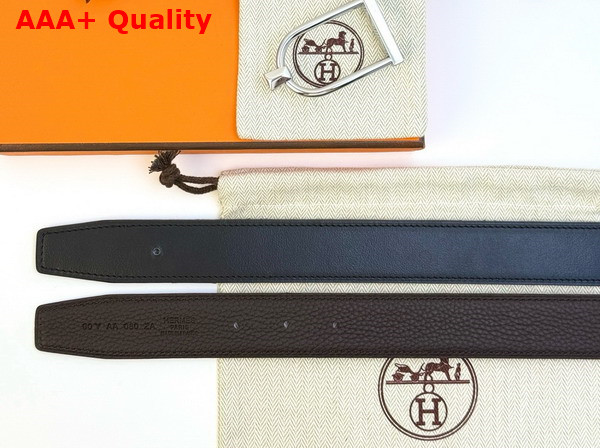 Hermes Ecrin Belt Buckle Reversible Leather Strap 32mm Coffee and Black Replica
