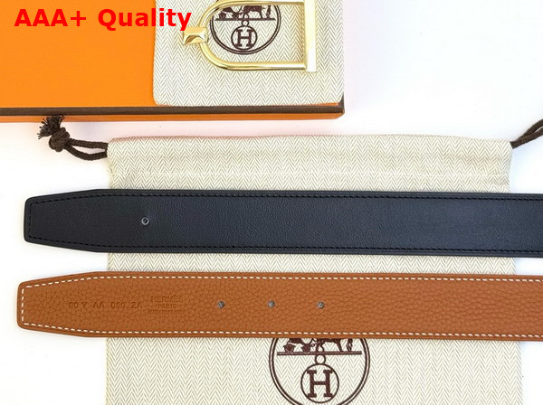 Hermes Ecrin Belt Buckle Reversible Leather Strap 32mm Noir Gold Replica