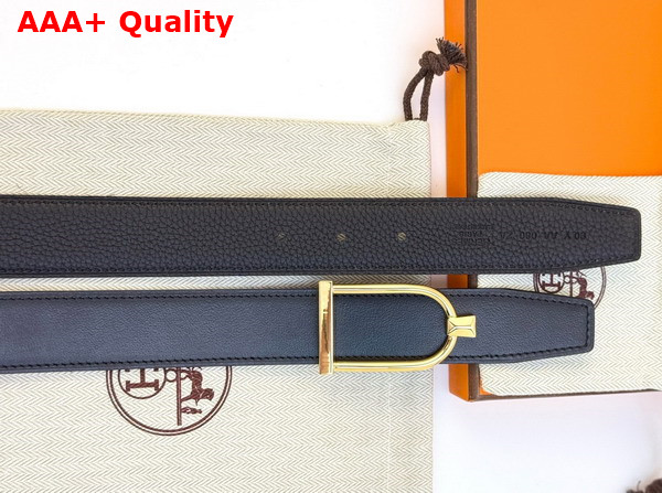 Hermes Ecrin Belt Buckle Reversible Leather Strap 32mm Noir Replica