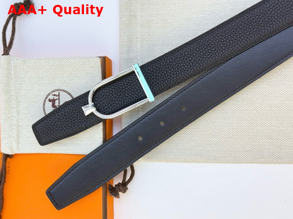 Hermes Ecrin Belt Buckle Reversible Leather Strap 32mm Noir Replica