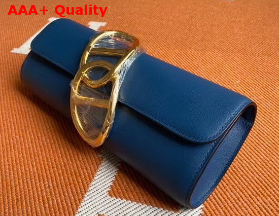 Hermes Egee Clutch in Blue Swift Calfskin Replica