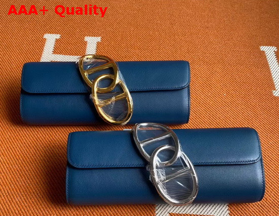 Hermes Egee Clutch in Blue Swift Calfskin Replica