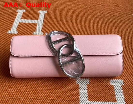 Hermes Egee Clutch in Light Pink Swift Calfskin Replica