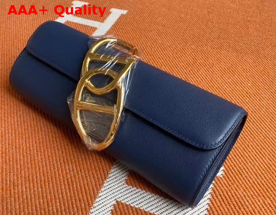 Hermes Egee Clutch in Navy Blue Swift Calfskin Replica