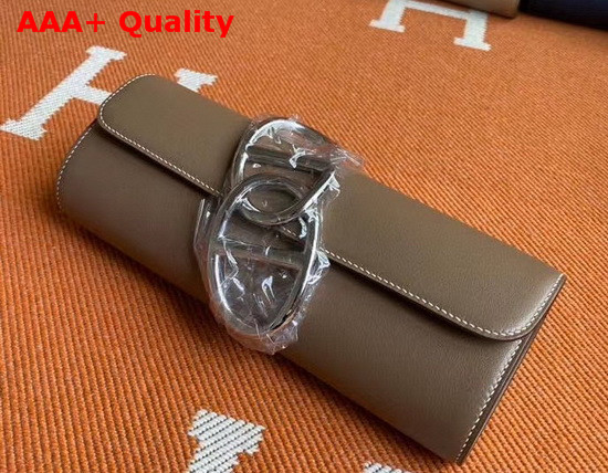 Hermes Egee Clutch in Taupe Swift Calfskin Replica