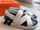 Hermes Electric Sandal in Blanc Crocodile Embossed Calfskin Replica